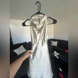 Zara Cream Satin Backless Dress